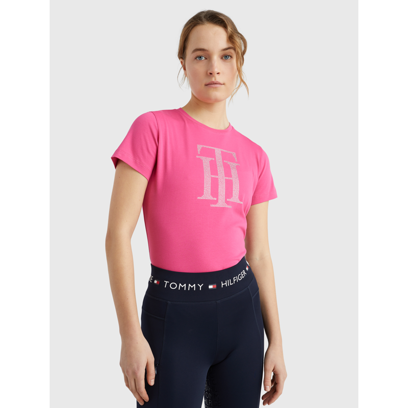 Tommy Hilfiger Women's Rhinestone T-Shirt - Hot Magenta-2
